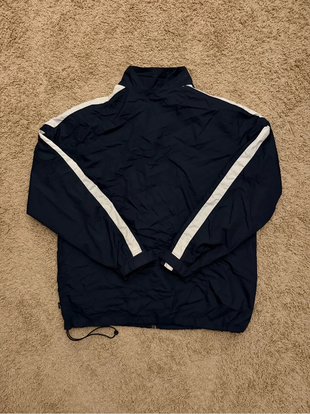 Vintage Nike Navy Blue Nylon Rain Track Jacket Windbreaker Size Large Y2K